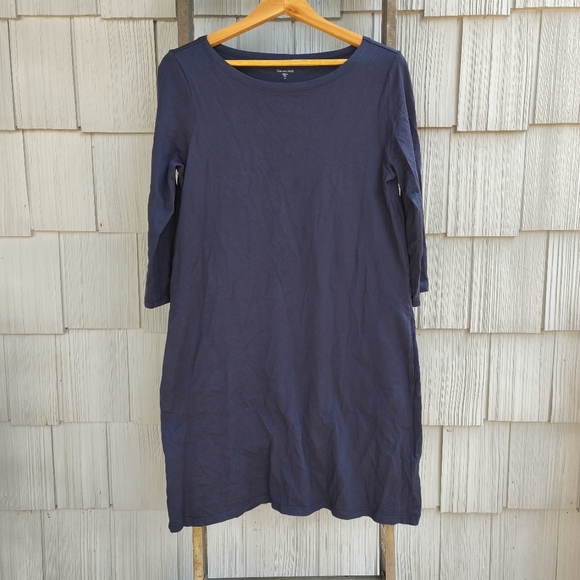 Garnet Hill Dresses & Skirts - Garnet Hill 100% Organic Cotton Bateau Neck Shift T-shirt Dress sz 10 Navy